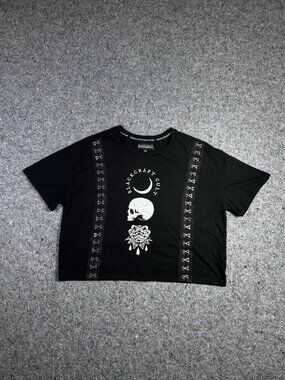 Blackcraft Cult Women's Tee Skull Rose Hook & Eye Detail Goth Witch Size M/L